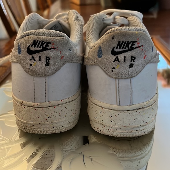 Nike Air Force 1 Low Top White Paint Splatter Shoes Sz 7Y - Picture 5 of 6